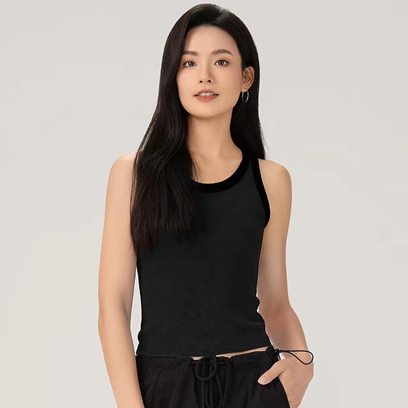 Women's Color Blocked Ribbed One Piece Yoga Vest Slimming Flattering For Running Pilates Fitness Sportswear_ecoleips.com