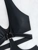 O‑Ring Decor Deep V Multi Cutout Ruched High Cut One‑Piece Swimsuit Women Summer Beach Bathing Suit_ecoleips.com