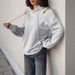 K New Hooded Solid Color Zipper Adjustable Hollow Long Sleeved Sweatshirt For Women_ecoleips.com