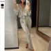 Glitter Sequin Wrap V-Neck Jumpsuit For Women - Stylish Long Sleeve Belted Romper, Casual & Party Outfit (Black, Silver,)_ecoleips.com