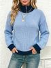 Contrast Ribbed Knit Sweater, Half Zip Pullover_ecoleips.com