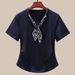 K V-neck Short Sleeved Women's T-shirt With New Scarf Design, Niche And Super Good-looking Temperament Top_ecoleips.com