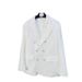 White Double-Breasted Mid-Length Blazer For Women, Embellished With Delicate Beading, Elegant Oversized Office Coat_ecoleips.com