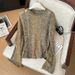 Women’s Clothing Real shot craft style mixed color sequins loose soft waxy sweater women's outer wear slim long sleeve knitted sweater_ecoleips.com
