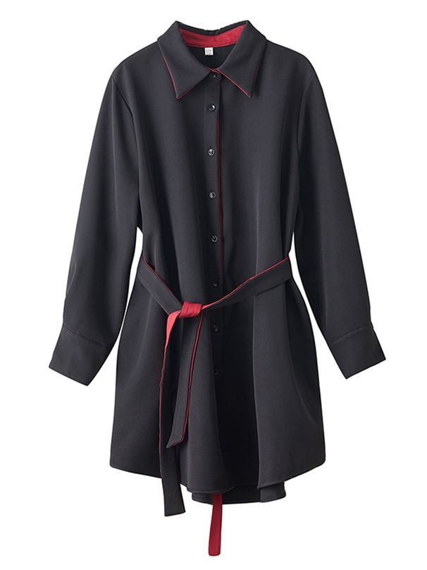 Oversized Contrast Color Long Sleeve Shirt Dress For Women Spring Autumn New Loose Casual Vintage Dress Elegant Clothes 2026_ecoleips.com