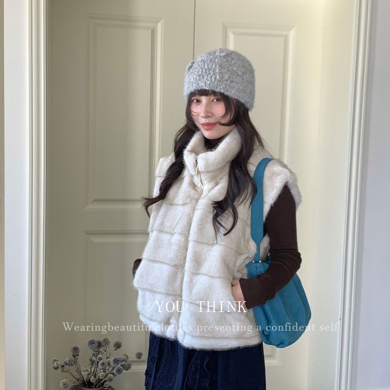Aria Basics You Think Shisanxing's New Winter Versatile Casual Korean-style Furry Sleeveless Cardigan Vest For Women 1482_ecoleips.com