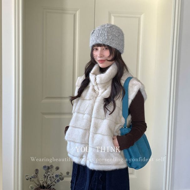 Aria Basics You Think Shisanxing's New Winter Versatile Casual Korean-style Furry Sleeveless Cardigan Vest For Women 1482_ecoleips.com