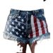 Women's Denim Shorts American Flag Tassel Star Printed Independent Station Cross Border Jeans European And American Style_ecoleips.com