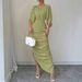Women's Clothing Temperament Slim Fit Pleated Solid Color Dress_ecoleips.com