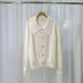 Notch Collar Knit Cardigan – Solid Color Long Sleeve Sweater For Women, Office & Casual Wear_ecoleips.com