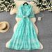 Floral Print Midi Dress – Elegant Wrap Dress With Belted Waist & Notched Collar – Timeless Feminine A-Line Dress For Work & Weekend_ecoleips.com
