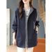 Reversible Hooded Zip Jacket For Women – Oversized Long Sleeve Coat (Dual-Tone, Polyester, Casual To Office, M/L, Blue-Green & Sage)_ecoleips.com