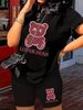 Summer Women's Casual And Fashionable Cartoon Bear Pattern Print Loose T-shirt+shorts Two-piece Sportswear Suitable For Daily Wear-98_ecoleips.com