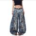 2027 Fashion European-USA Wasteland Style Post-Apocalyptic Stained Jeans Women Cotton Mid Waist Random Needle Embroidery Do Old Wide-Leg Denim Pants_ecoleips.com