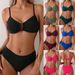 Women's Clothing New Halter Neck Printed Lace Up Split Swimsuit Ladies Sexy Bikini Beach Set_ecoleips.com
