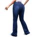 Women's Clothing Summer High Waist Washed Old Button Slim Fit Fashion Flared Temperament Elastic Plus Size Jeans_ecoleips.com
