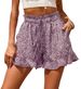 2025s 2025 Summer New Women's Chiffon Printed Casual Pocket Waist Shorts_ecoleips.com