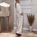 Women's Clothing Solid Color Loose Versatile Tops High Waist Wide Leg Casual Pants Suit_ecoleips.com