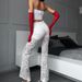 Aria Basics Spring Cross-Border 2025 European And American INS Style Sexy Hot Girl High Waist Patchwork Sheer Flared Long Pants_ecoleips.com
