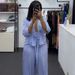j5249 style casual suit, new embroidered letter double waistband high waisted cropped wide leg pants suit_ecoleips.com