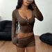 Voya Women's European And American Sports Hot Girl Style Long Sleeve Button T-Shirt Shorts Women Two Piece Set Women's Clothing_ecoleips.com