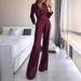 Modern Jumpsuit – Long Sleeve Cross-Collar Workwear For Women Color Psychology East-West Edge Office-Ready_ecoleips.com