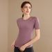 Quick-dry Outdoor Sports T-shirt For Women, Summer Thin Yoga Top, Short-sleeved, Slim-fit, Running, Mesh-paneled,_ecoleips.com