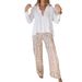 Elegant Women's Long Sleeved Solid Color Shirt Top And Loose Fitting Trousers Set Digital Print Cross Border 2024_ecoleips.com