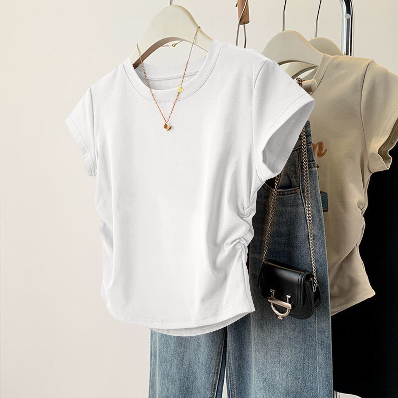 Women Summer Short Sleeved Top For Fashion Versatile Base Shirt Slim Fit Round Neck T-shirt Casual And Sexy Breathable And Cool_ecoleips.com