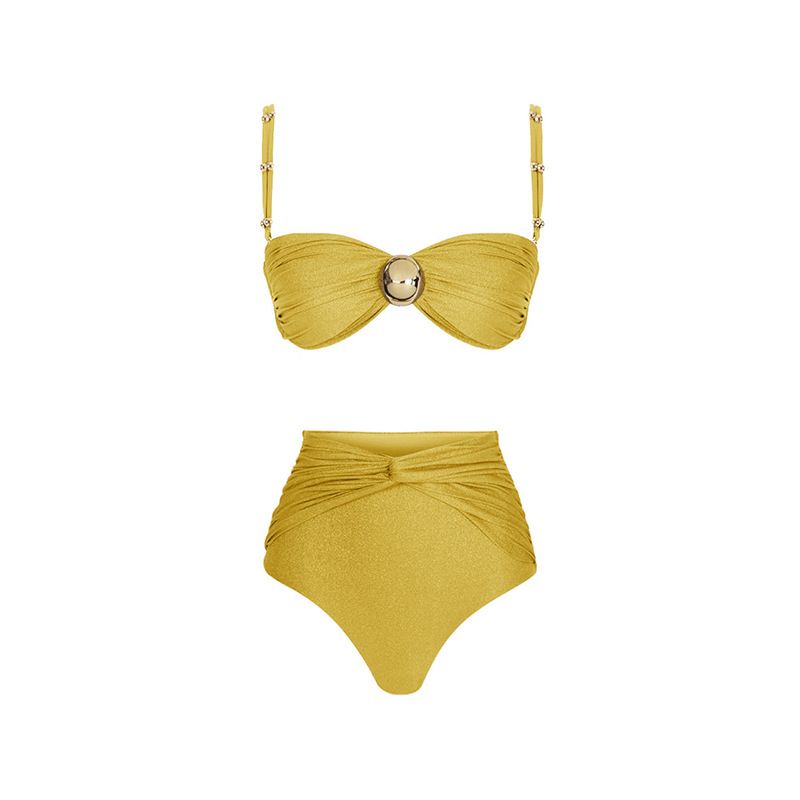 Women's High Waist Bikini Set - Sexy Split Design For Beach Vacation (European & American Style)_ecoleips.com
