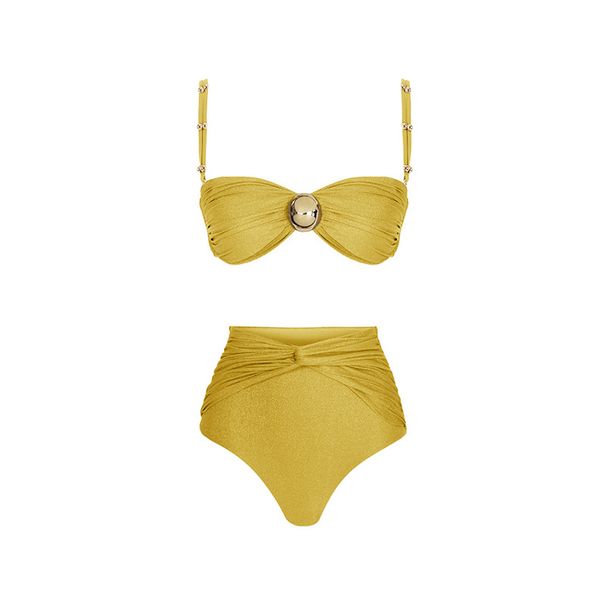 Women's High Waist Bikini Set - Sexy Split Design For Beach Vacation (European & American Style)_ecoleips.com