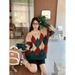 Lazy Style Luxury Christmas Sweater Women's New Fall And Winter Crew Neck Pullover Knitted Top_ecoleips.com