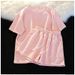 Pink Casual Sports Suit For Women, New Summer Style, Plus Size, Loose Fit, Slimming, Short-sleeved Top And Shorts Set_ecoleips.com