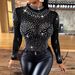 European And American Cross-border Women's Clothing Black Rhinestone Tops In Stock For Wholesale_ecoleips.com