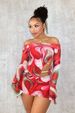 D8670 Spring Summer New Women's Casual Printed Long Sleeve Personality Split Skirt Set_ecoleips.com