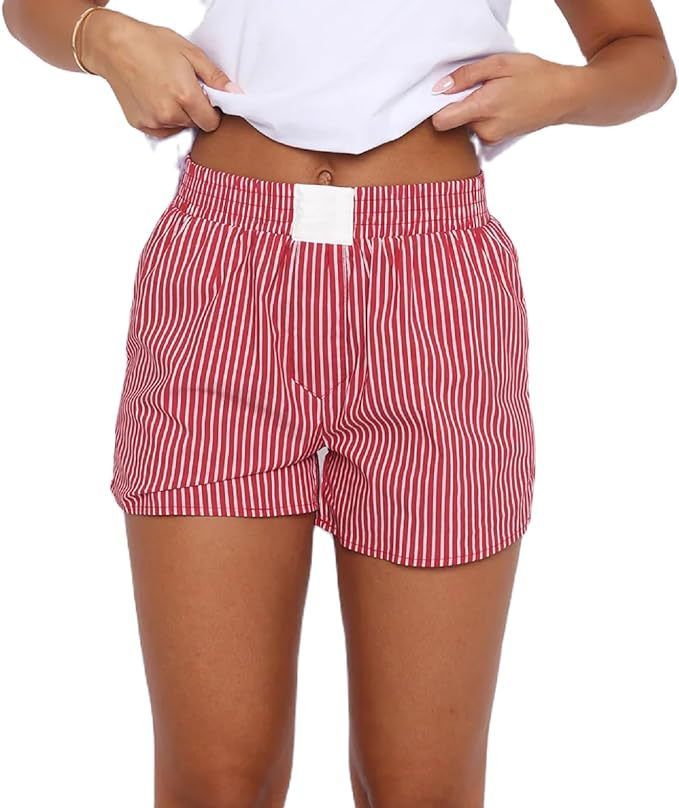 Women's Clothing Spring And Summer Lazy Style Striped Splicing Female Home Pajamas Shorts_ecoleips.com