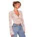 European And American Cross-Border 2026 Spring Elegant Women's Solid Color Sexy Transparent Lace V-Neck Slim Fit Bell_ecoleips.com