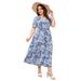 plus Size V-neck Floral Maxi Dress Women's Casual Beach Vacation Loose Waist Fashion Long Dress For Spring/Autumn Summer_ecoleips.com