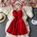 Petite Strapless Mini Dress V Neck Backless Sleeveless Fitted Waist a Line Nightclub Style Sexy Women's Clothing_ecoleips.com