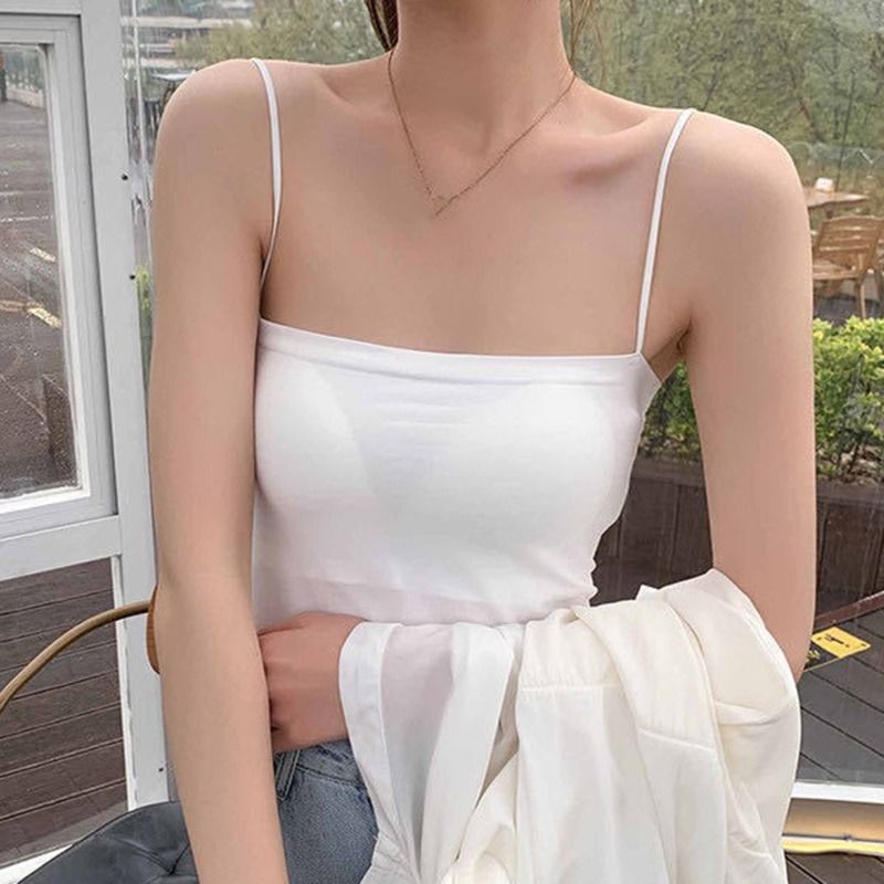 Women's Solid Color Seamless Suspender Breast Wrapped One-piece Breast Pad Strapless Beautiful Back Bottom Layer Inner Vest_ecoleips.com