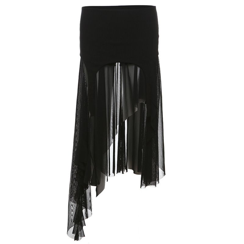 Verve 2025 Summer New Women's Solid Color Slim Fit Street Fashion High Waist Irregular Skirt_ecoleips.com