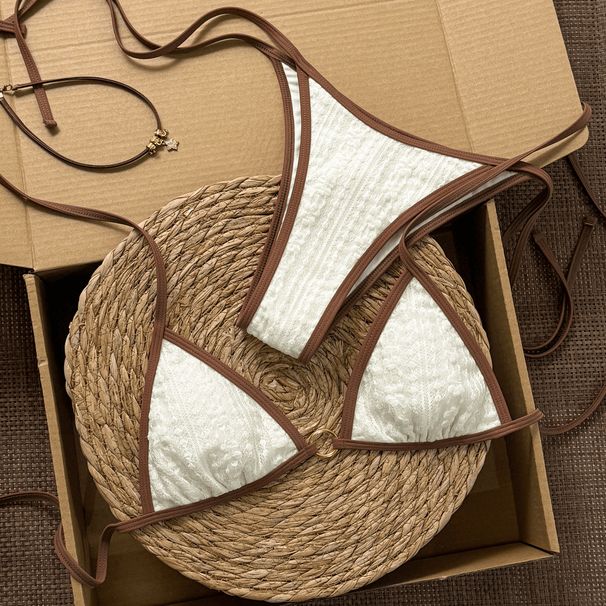 Sexy Solid Color Bikini Set With Removable Soft Pads, Halter Top & High-Waisted Bottoms For Women, Swimsuit Beachwear_ecoleips.com