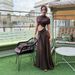 Women's Chic Solid Color High-Neck Cape Sleeve Ruffle Detail Bodycon Midi Dress Versatile Two-Piece Illusion_ecoleips.com