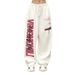 Women's Clothing Spring And Autumn Wide Leg Sweatpants For Women Hip Hop Print White Jazz Dance Sports Drawstring Trousers_ecoleips.com