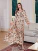 Elegant Printed Abaya Dress – Modest Loose-Fit Muslim Long Robe With Middle Eastern Floral Pattern – Dubai Saudi Arabian Style Gown_ecoleips.com