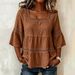 Women's Casual Square Neck Top Solid Color Cotton Linen Blend Lace Trim Three Quarter Sleeve Summer Wear_ecoleips.com