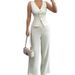 Summer Women's Solid Color Sleeveless Slim Fit Vest High Waist Casual Pants Two Piece Set New_ecoleips.com
