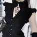 Women's Retro Open Collar Shirt CF25194 Summer New Ruffled Edge Pinch Waist Design Versatile Subculture Top_ecoleips.com