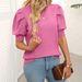 2025 Summer Cross-Border Trade Europe And America Casual Simple Round Neck Puff Sweater Solid Color Short Sleeve_ecoleips.com
