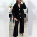 K Casual Fashion Two-piece Set For Women; Versatile Metal Button Knitted Cardigan Sweater With Wide-leg Pants Set._ecoleips.com